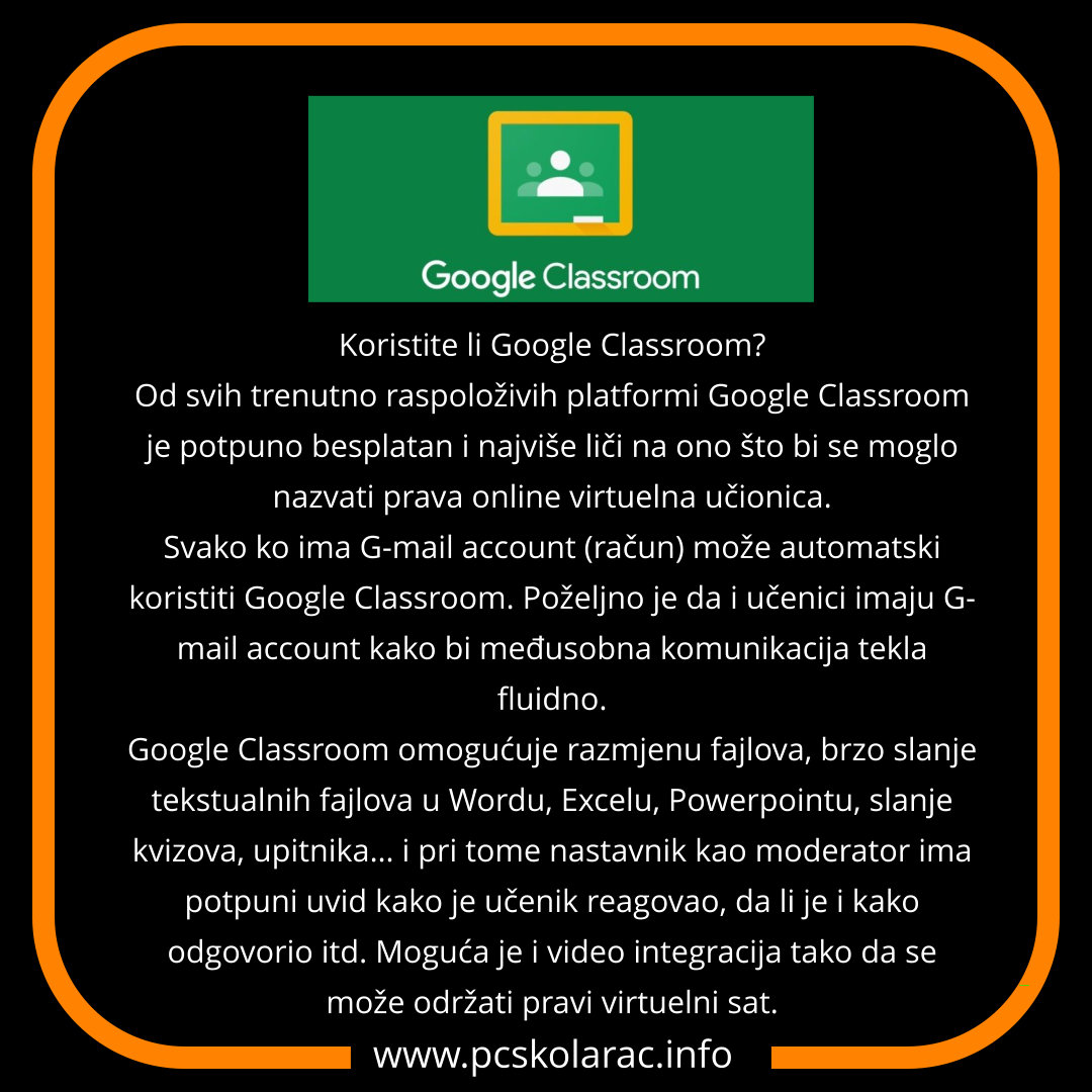 DIGITALNI ALATI – GOOGLE CLASROOM – VIRTUELNA UČIONICA