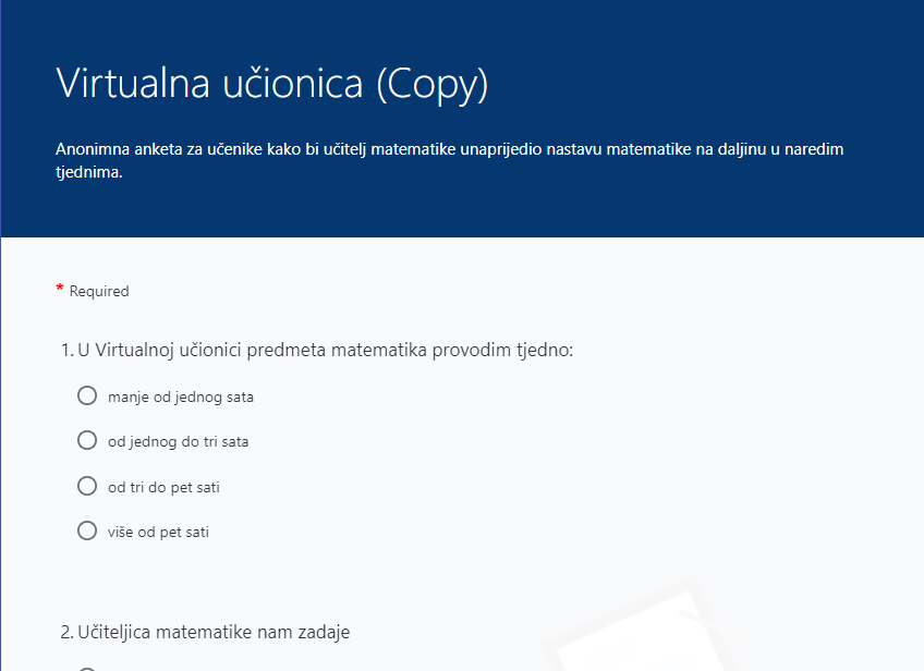 VIRTUELNA UČIONICA (ZA UNAPREĐENJE MATEMATIKE)