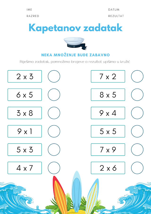 RADNI LIST – MATEMATIKA